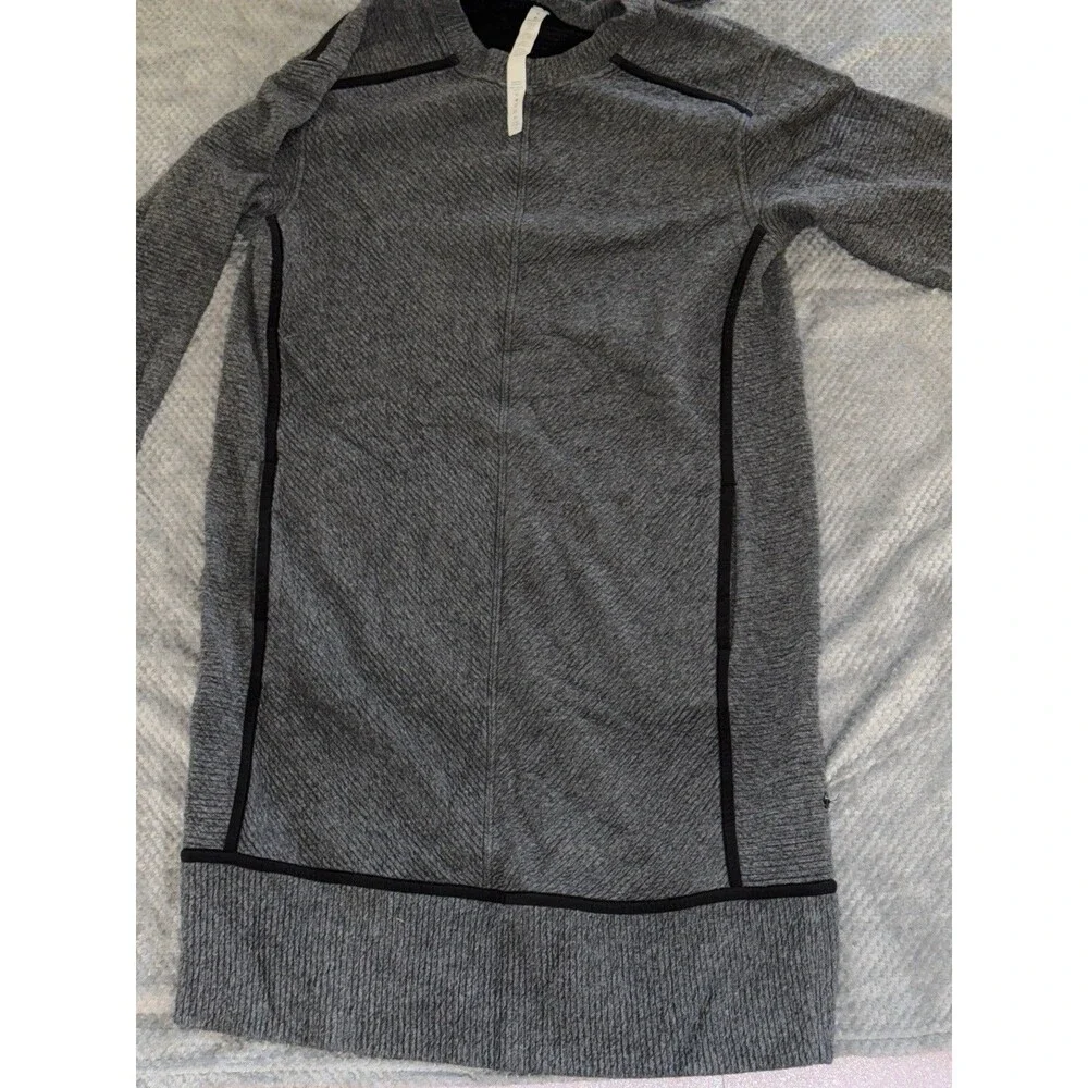 Lululemon On Repeat Dress Size 6 Dark Gray Black Removable Collar - Picture 3 of 16